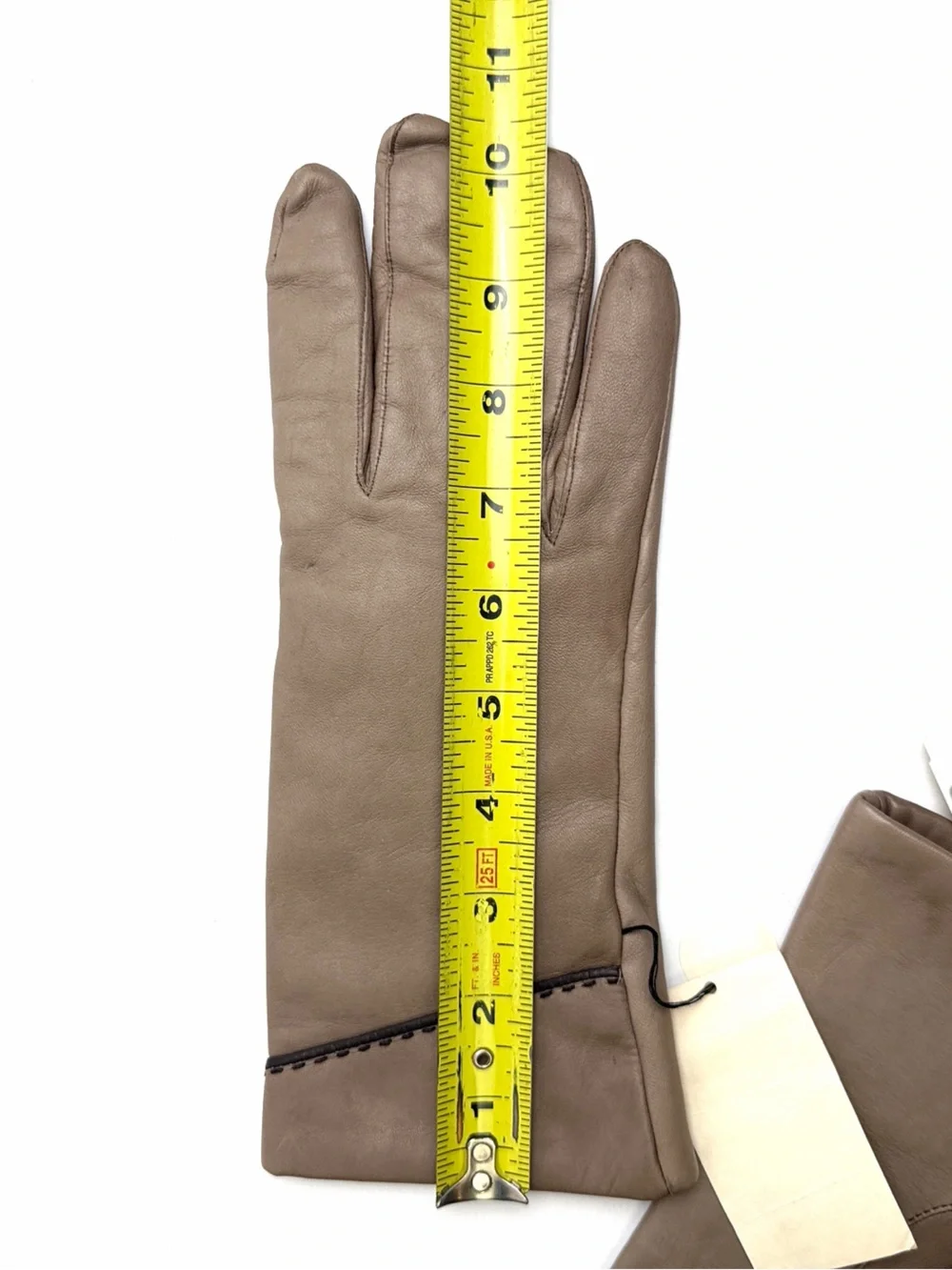Vintage Anne Klein by Aris Taupe Leather Gloves 100% Cashmere Lined Size 8 NWT